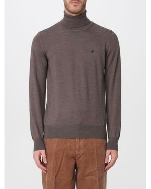 Brooksfield Basic Slim Fit Wool Turtleneck Sweater With Ribbed Trims - Brown