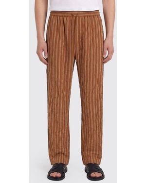 Dolce & Gabbana Dolce &Amp Gabbana Striped Silk Blend Trousers With Drawstring - Brown