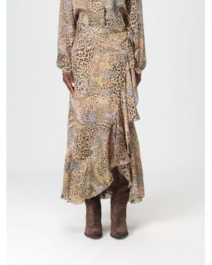 Etro Falda De Seda Animal Print Paisley - Neutro