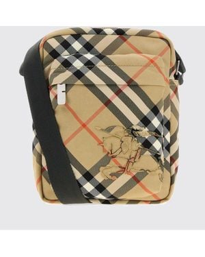Burberry Polyester Bag With Vintage Check Print - Natural