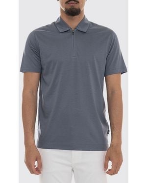 BOSS Cotton Polo Shirt With Zip Closure - Blue