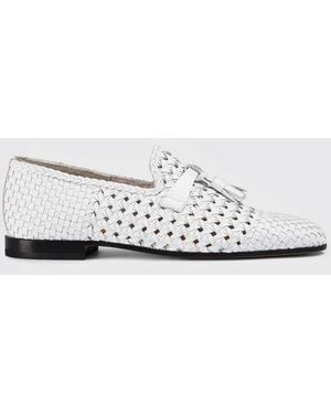Doucal's Woven Leather Loafers - White