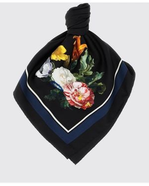 Maison Margiela Silk Scarf With Floral Print - Blue