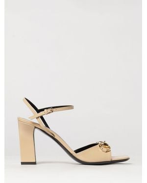 Gucci Signora Sandalen Aus Gebürstetem Leder Mit Horsebit-Detail Und Hohem Absatz - Natur