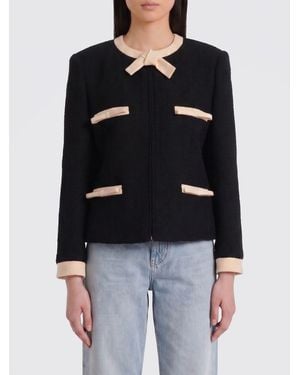 Valentino Virgin Wool Tweed Jacket With Crepe Couture Bow - Black