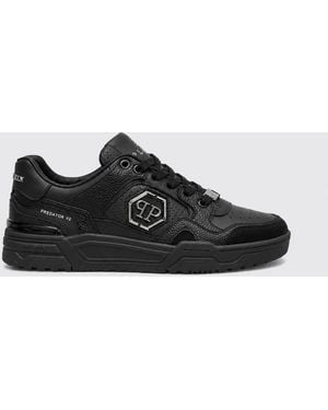 Philipp Plein Predator V2 Low-Top-Sneaker Aus Leder Mit Hexagon-Logo - Schwarz