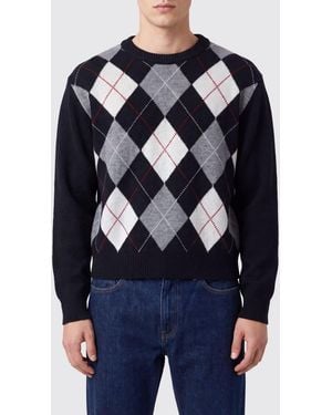 DUNST Rundhalspullover Aus Reiner Wolle Mit Argyle-Muster - Blau