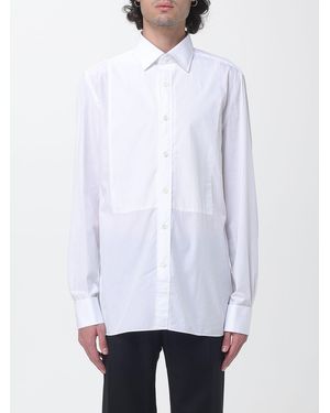Luigi Borrelli Napoli San Ferdinando Cotton Poplin Shirt With Plastron Front - White