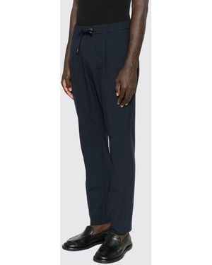 Herno Slim Fit Pleated Stretch Technical Fabric Pants With Drawstring - Blue