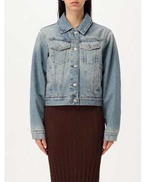 Victoria Beckham Cropped Denim Jacket - Blue
