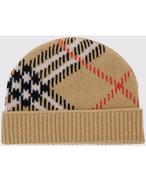 Burberry Vintage Check Wool Beanie Hat With Turn-Up Brim - Metallic