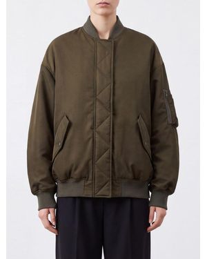 Herno Cropped Polyester Bomber Jacket With Dropped Shoulders And Elasticated Trim - Brown