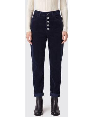 Dondup Koons Straight Cropped Velvet Jeans - Blue