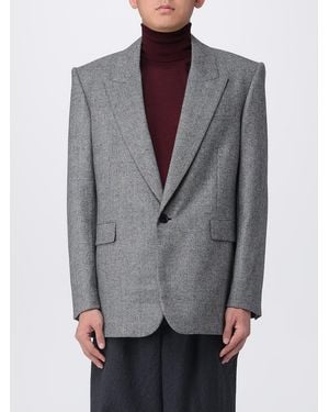 Saint Laurent Prince Of Wales Wool Blazer - Gray