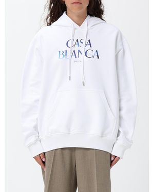 CASABLANCA Oversized Organic Cotton Hoodie With Printed Logo - White