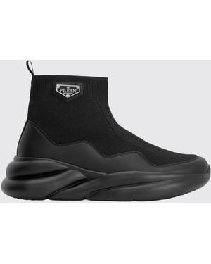 Philipp Plein High-Top Slip-On Knit Trainers With Sock Ankle - Black