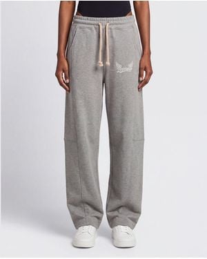 Barrow Wide-Leg High-Waisted Cotton Jogging Pants With Drawstring - Gray