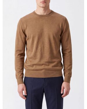 Zanone Cashmere Blend Crewneck Sweater With Ribbed Edges - Blue