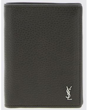 Saint Laurent Tiny Cassandre Kartenetui Aus Genarbtem Leder - Weiß