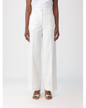 Alberto Biani Pantalones Anchos De Algodón De Talle Alto Con Trabillas - Blanco