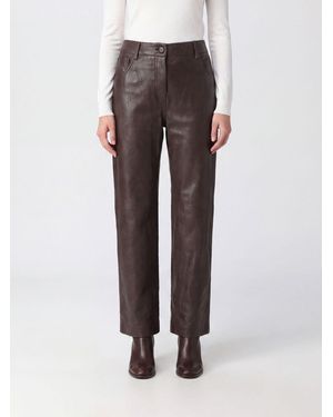 Magda Butrym Pantalon Droit Taille Haute En Cuir Lisse - Marron