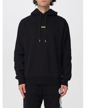 DISCLAIMER Cotton Hoodie With Printed Logo And Dropped Shoulders - Blue