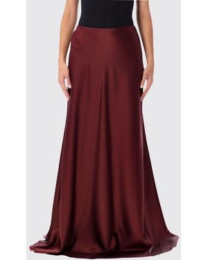 Ralph Lauren A-Line Long Satin Skirt With Train And High Waist - Red