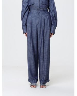 Peuterey Linen Blend Palazzo Pants - Blue