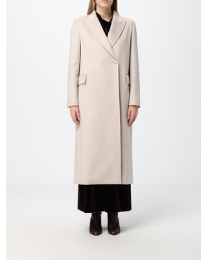 Agnona Long Double-Breasted Pure Cashmere Coat With Peak Lapels - White