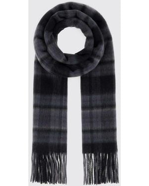 Carhartt Parson Check Wool Blend Scarf With Fringed Hem And Logo Patch - Black
