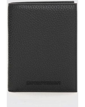 Emporio Armani Pebbled Leather Bifold Wallet With Tone-On-Tone Logo - White