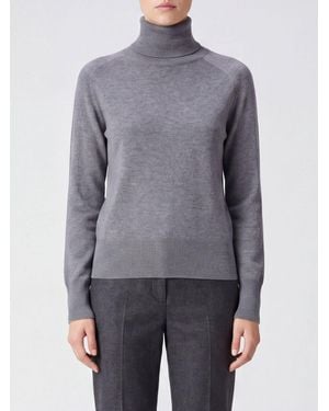 JOSEPH Jersey De Cuello Alto En Pura Cachemira Con Mangas Largas Y Ribetes Acanalados - Gris