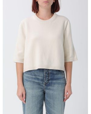 Alaïa Kurzarm-Pullover Aus Kaschmirmischung Mit Überschnittenen Schultern - Weiß