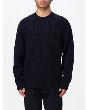 HUGO Wool And Cashmere Blend Crew-Neck Jumper With Ribbed Hems - Blue