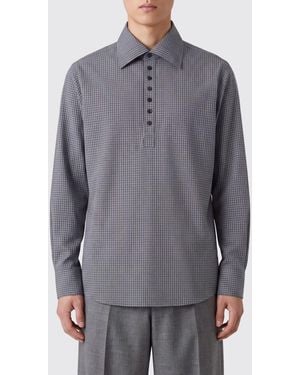 Dries Van Noten Vichy Cotton Shirt With French Collar - Grey