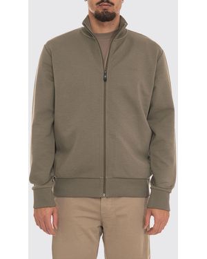 BOSS Cotton Turtleneck Sweater With Zip Closure And Elasticated Cuffs - Brown