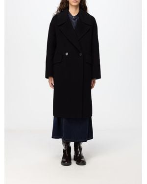 Max Mara Abrigo Largo Cruzado De Mezcla De Lana Con Solapas - Negro