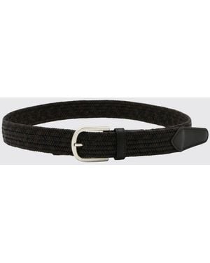 Canali Braided Cotton-Blend Belt With Pin Buckle - Black