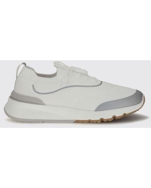 Brunello Cucinelli Stretch Cotton Knit Sneakers - White