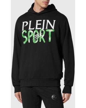 Philipp Plein Cotton Hoodie With Contrast Logo And America Pockets - Black