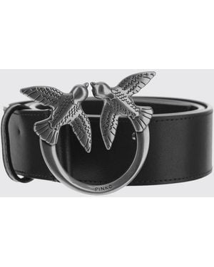 Pinko Love Berry Leather Belt - Grey