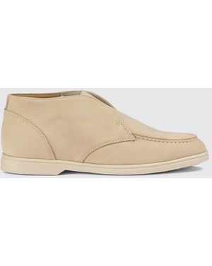 Doucal's Suede Calfskin Chukka Boots With Rubber Sole - Natural