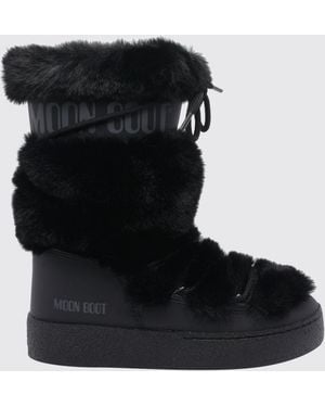 Moon Boot Schneestiefel Ltrack Aus Kunstpelz Mit Logo - Schwarz