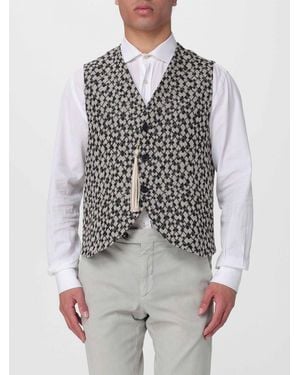 Emporio Armani Single Breasted Jacquard Linen Vest - Grey