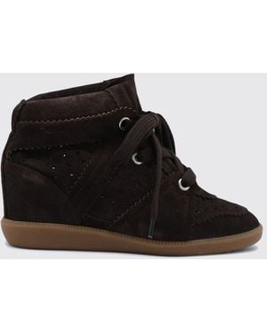 Isabel Marant Baskets Montantes Bobby En Daim Avec Talon Compensé Interne - Noir