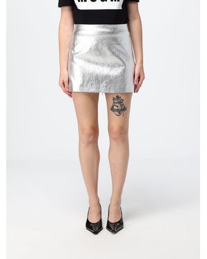 MSGM Mini-Jupe Crayon Slim Fit En Simili-Cuir Laminé Effet Argenté - Métallisé