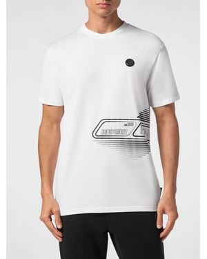 Philipp Plein Cotton Jersey T-Shirt With Contrasting Logo - White