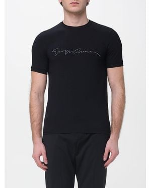 Giorgio Armani Stretch Cotton T-Shirt With Logo - Black