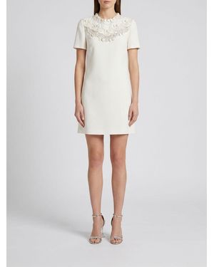 Valentino A-Line Silk Mini Dress With All-Over Bows And Rhinestones - White