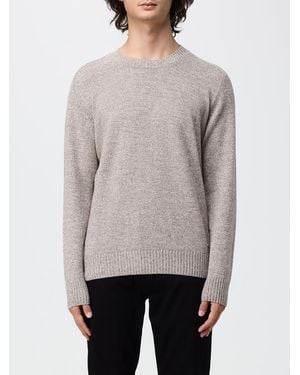 Brooksfield Pure Wool Crew-Neck Sweater With Ribbed Trims - Gray